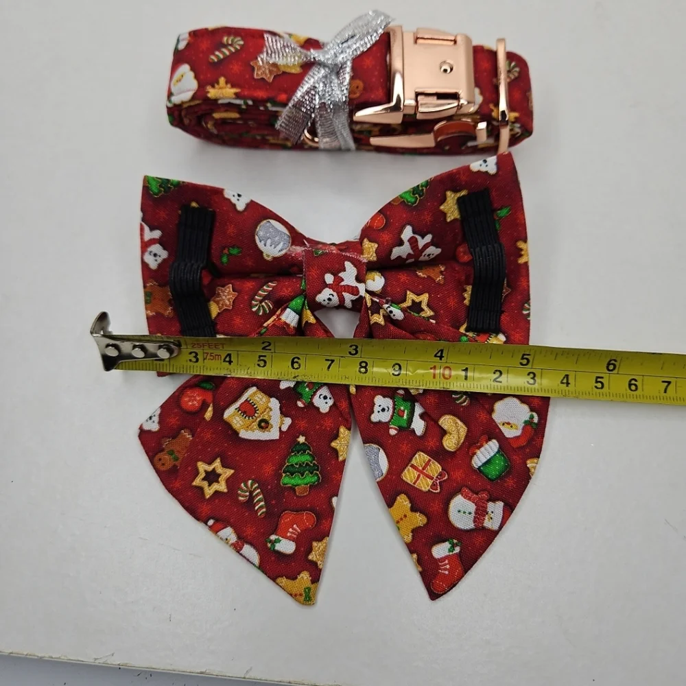 Aring Pet Dog Christmas Theme Cute Collar Collar With Bow Chic Petcore Size M
